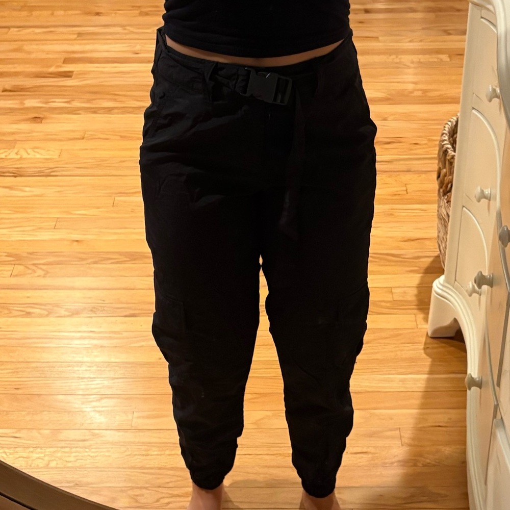 Women's Black Joggers with Belt
